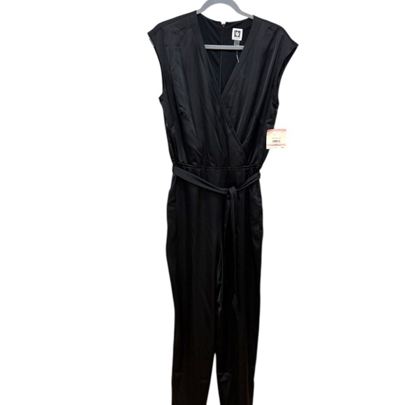 Anne Klein black satin jumpsuit 10